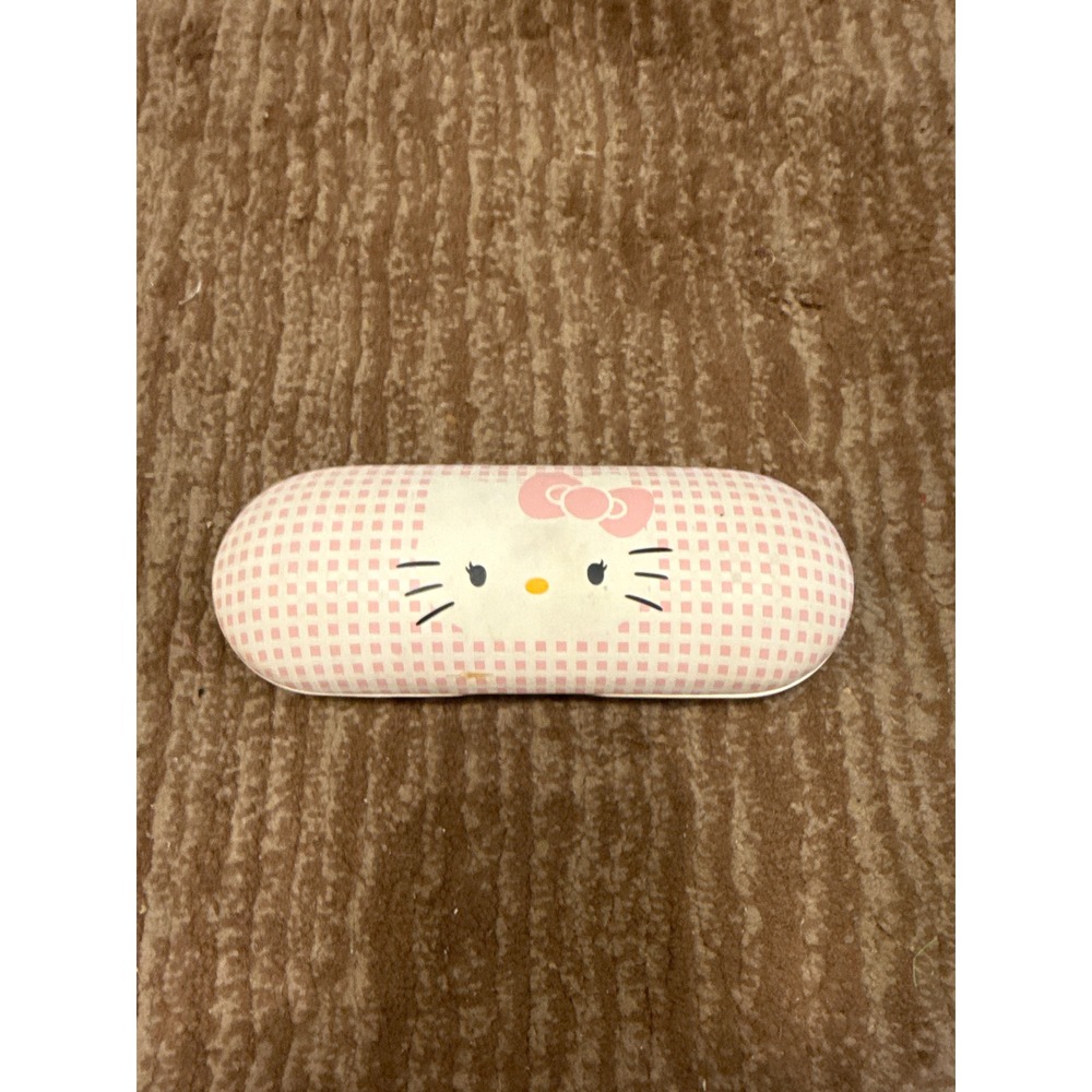Vintage 1976 Hello Kitty‎ Glasses Case Pink White Checkered Pattern Cute Kawaii